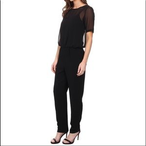 Calvin Klein Jumpsuit Black Blouson Sheer Overlay - like new! Make an offer!